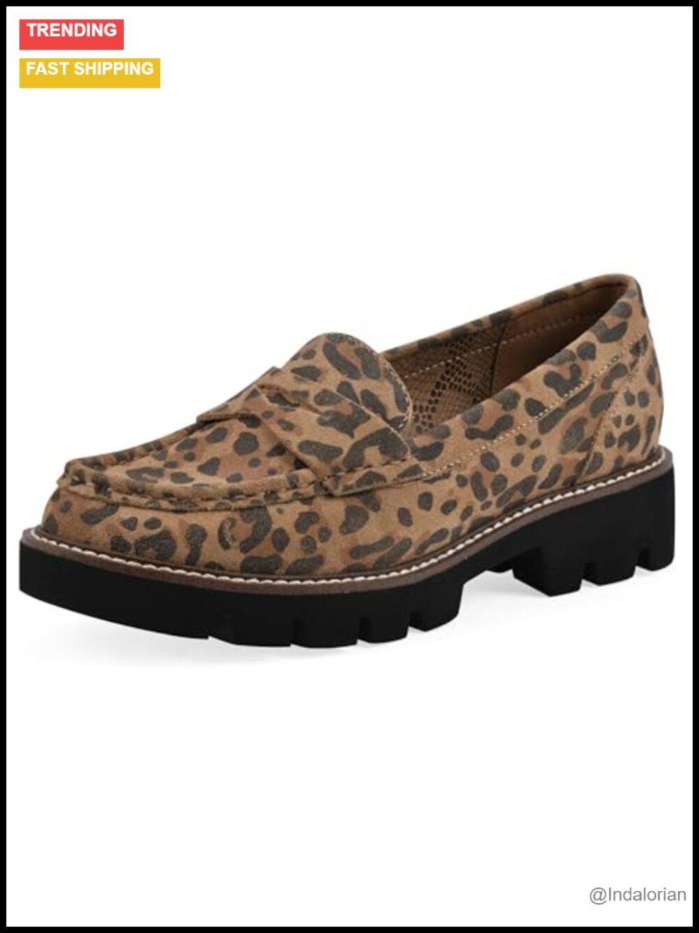 Cushioned Penny Loafer with Lug Outsole and Leather Upper